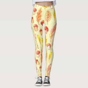 Leggings Hojas de otoño: fondo de escritorio retro de acuar