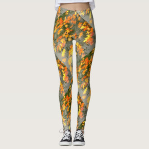 Leggings hojas de otoño mojadas