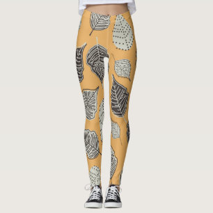 Leggings Hojas de otoño, patrón de cosecha sin costura.