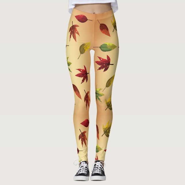 Leggings Hojas de otoño pictóricas (Anverso)