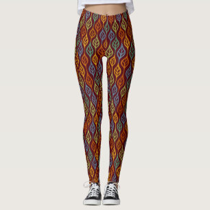 Leggings Hojas de otoño Verde azuladas verdes del Naranja R