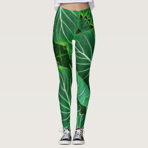Leggings Hojas de palma, follaje tropical, selva