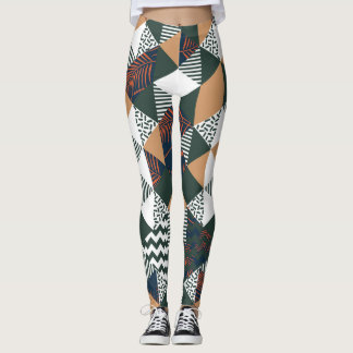 Leggings Hojas de palma geométricas, patrón de moda