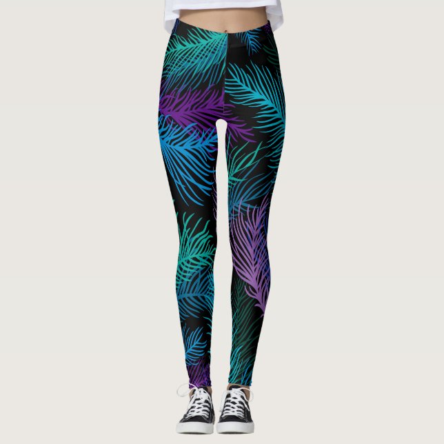 Leggings Hojas de palma multicolores (Anverso)