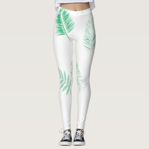 Leggings Hojas de palma verde suave