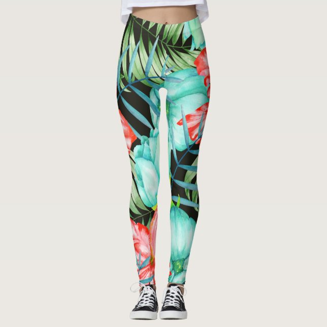 Leggings Hojas De Palma Y Flores (Anverso)