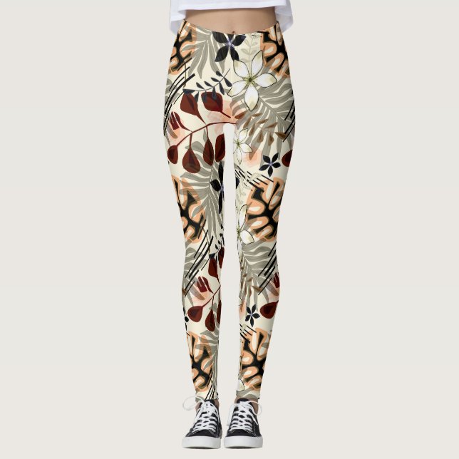 Leggings Hojas de palma y monstera, tropicales (Anverso)