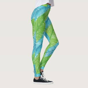 Leggings Hojas de palmas verdes y azules