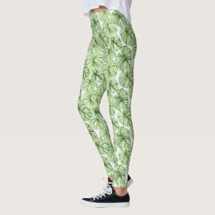 Leggings Hojas de palmera verde tropical