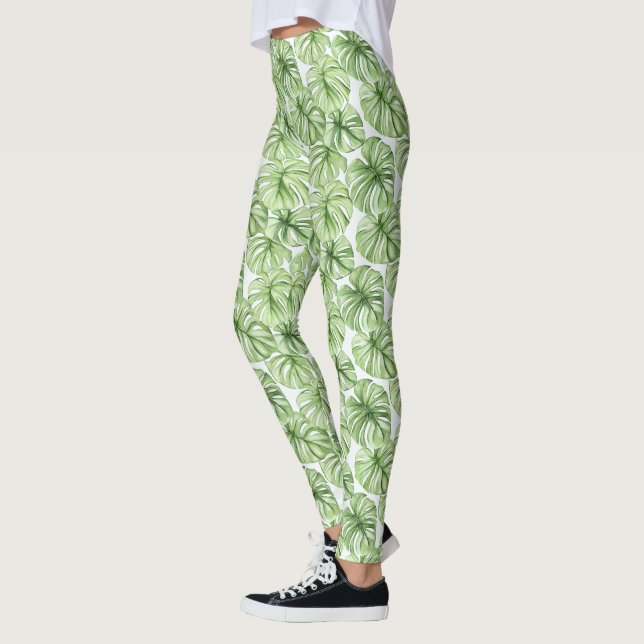 Leggings Hojas de palmera verde tropical (Izquierda)