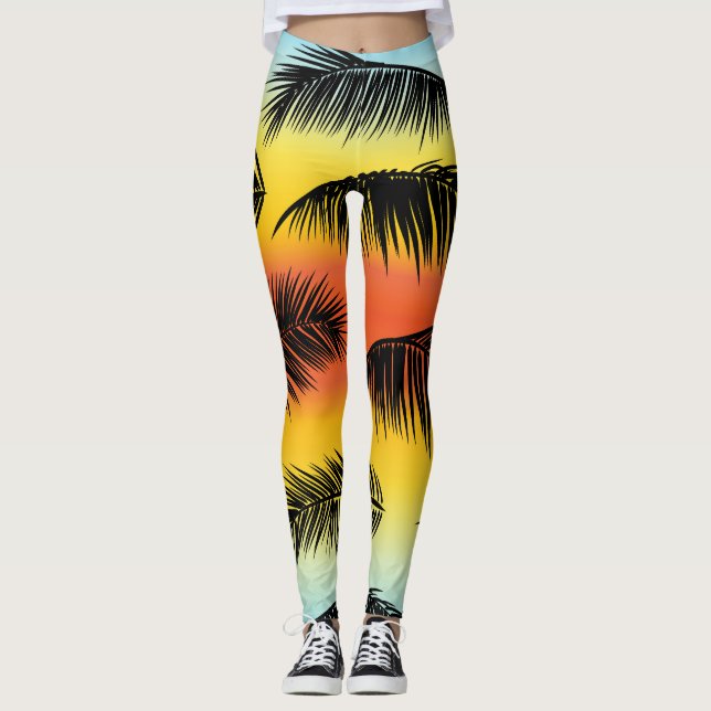 Leggings Hojas de palmeras: patrón sin costura. (Anverso)