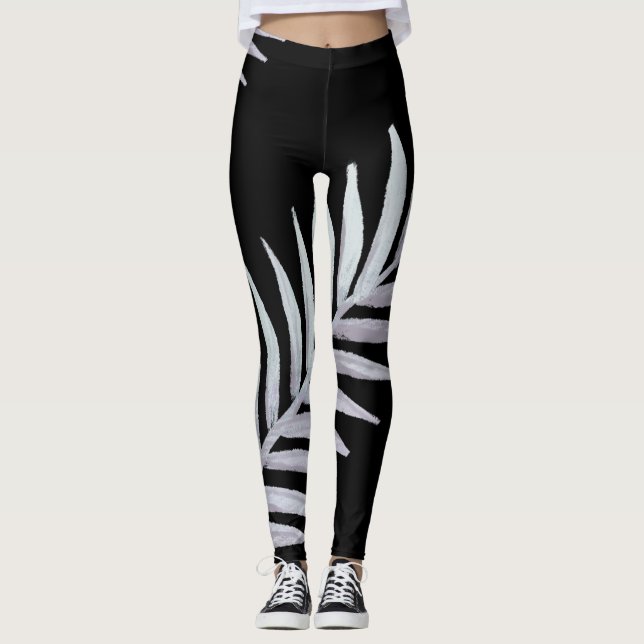 Leggings hojas de plata acuarela (Anverso)