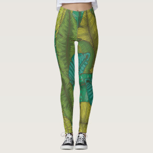 Leggings Hojas de plátano: Mano de cosecha botánica