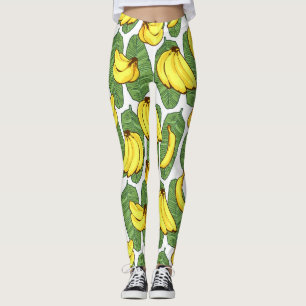 Leggings Hojas de plátano: Patrón de frutas tropicales