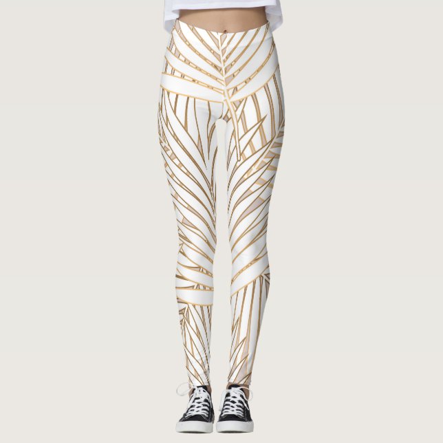 Leggings Hojas doradas de palma: arte deco. (Anverso)