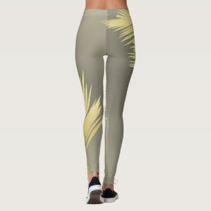 Leggings Hojas doradas de palma tropical