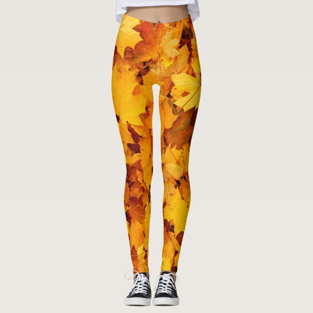 Leggings Hojas doradas de verano indias (Anverso)
