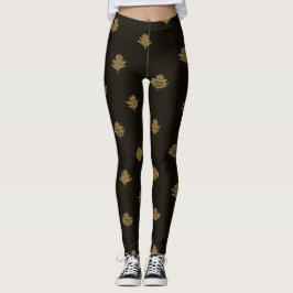 Leggings Hojas doradas silenciadas negras 