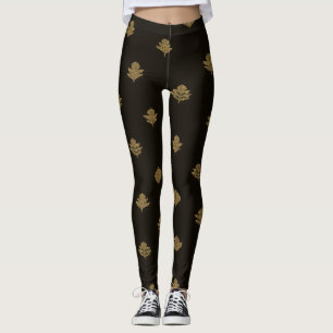 Leggings Hojas doradas silenciadas negras