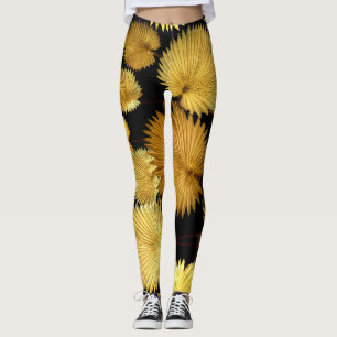 Leggings Hojas Doradas Tropicales: Elegancia de Licuala