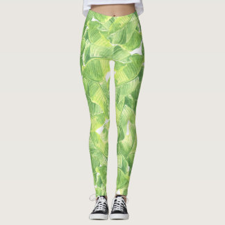 Leggings Hojas exóticas: acuarela sin foco