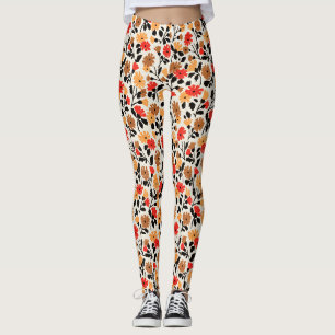 Leggings Hojas finales de patrón floral de Arte