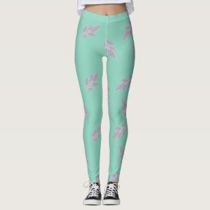 Leggings Hojas grises en las piernas verdes