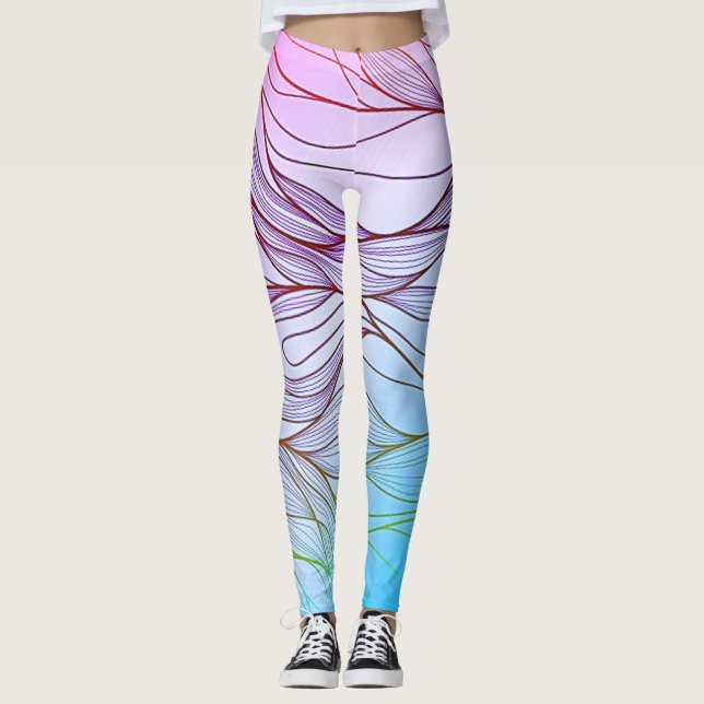 Leggings Hojas modernas y diseño floral (Anverso)