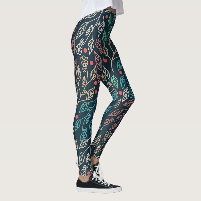Leggings Hojas multicolores oscuras (Derecha)