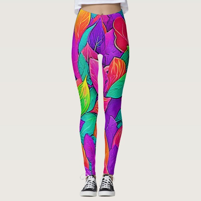 Leggings Hojas Neon: flujo Personalizado (Anverso)