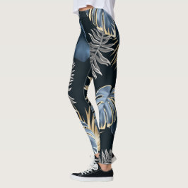 Leggings hojas oscuras plantas tropicales