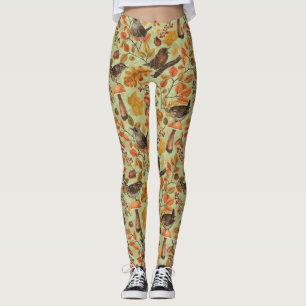 Leggings Hojas otoñales, bayas, setas y venas