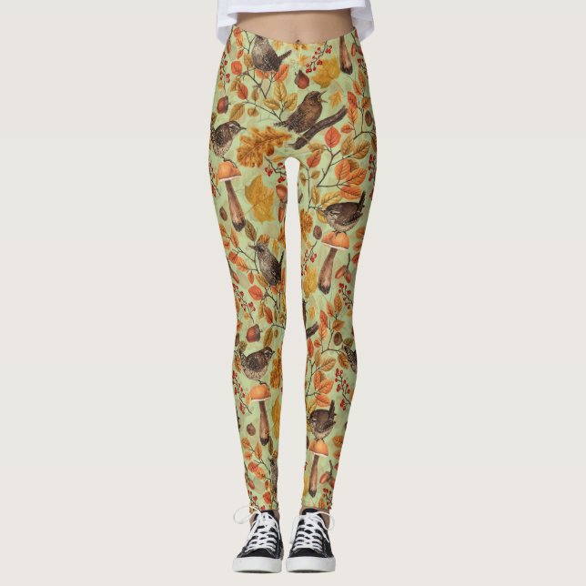 Leggings Hojas otoñales, bayas, setas y venas (Anverso)