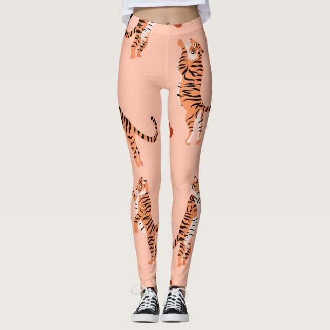 Leggings Hojas otoñales de los tigres: Patrón de saltos de  (Anverso)