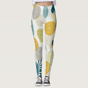 Leggings Hojas otoñales, patrón vintage sin costuras.