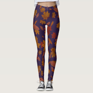 Leggings Hojas que caen del otoño en añil oscuro de encar