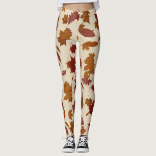 Leggings Hojas que caen del otoño en la crema de encargo