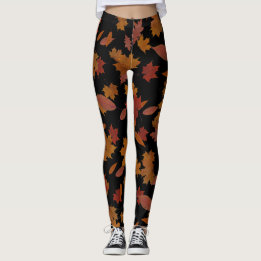 Leggings Hojas que caen del otoño en negro de encargo