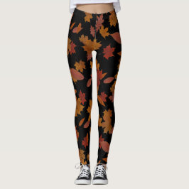 Leggings Hojas que caen del otoño en negro de encargo
