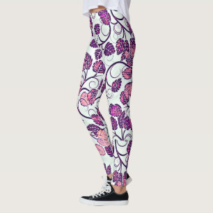 Leggings Hojas rosadas + moradas