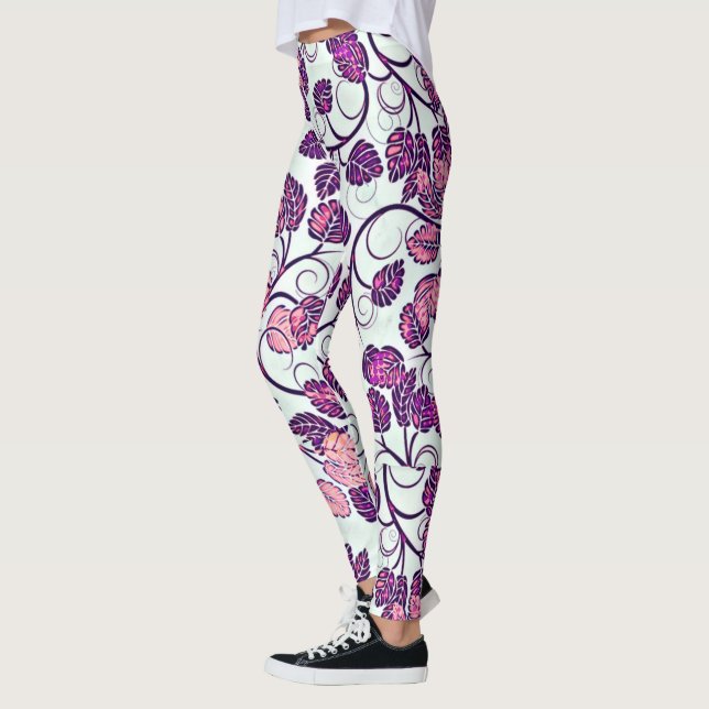 Leggings Hojas rosadas + moradas (Izquierda)