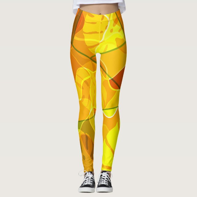 LEGGINGS HOJAS TROPICALES ABSTRACTAS (Anverso)