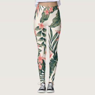 Leggings Hojas tropicales, alegres tapices de playa.