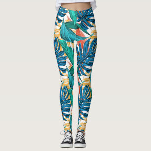Leggings Hojas tropicales coloridas, diseño de patrones exó