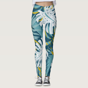 Leggings Hojas tropicales coloridas, patrón abstracto origi