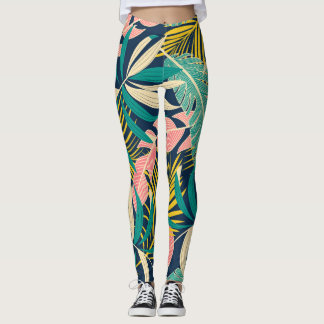 Leggings Hojas tropicales coloridas: patrón de verano.