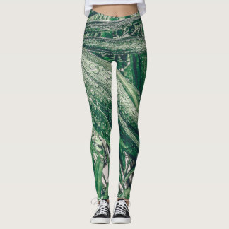Leggings Hojas tropicales con gotas de lluvia