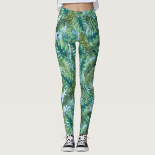 Leggings Hojas tropicales de plantas verdes