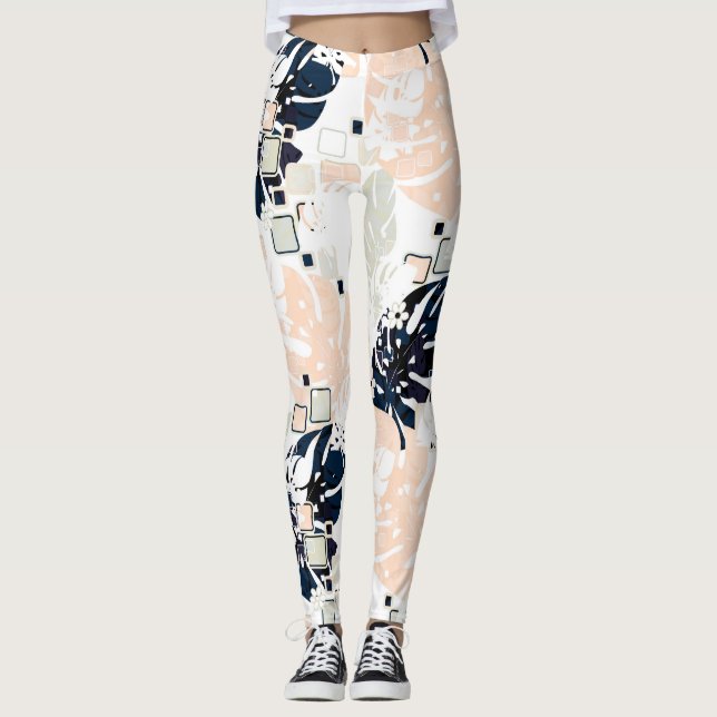 Leggings Hojas tropicales de selva sin foco monstera palmab (Anverso)