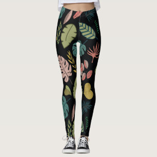 Leggings Hojas tropicales: Floral veraniega vintage